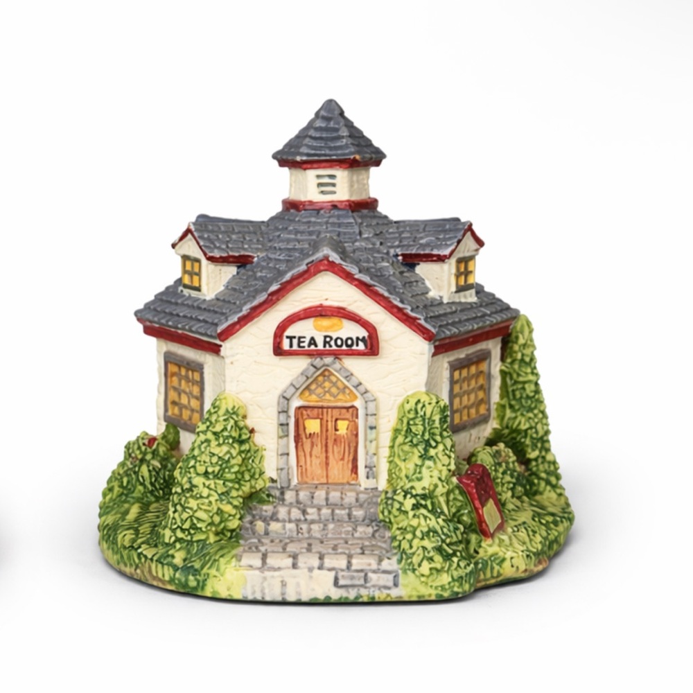 Charming Gray and Green Tearoom Figurine